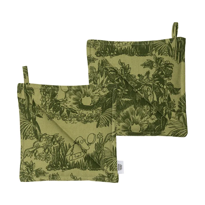 Mystikens skog Moomin pannenlappen - Groen, 22x22 cm, 2-pack - Moomin Arabia