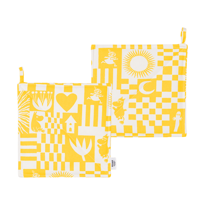 Party Moomin pannenlappen 22x22 cm 2-pack - Geel - Moomin Arabia
