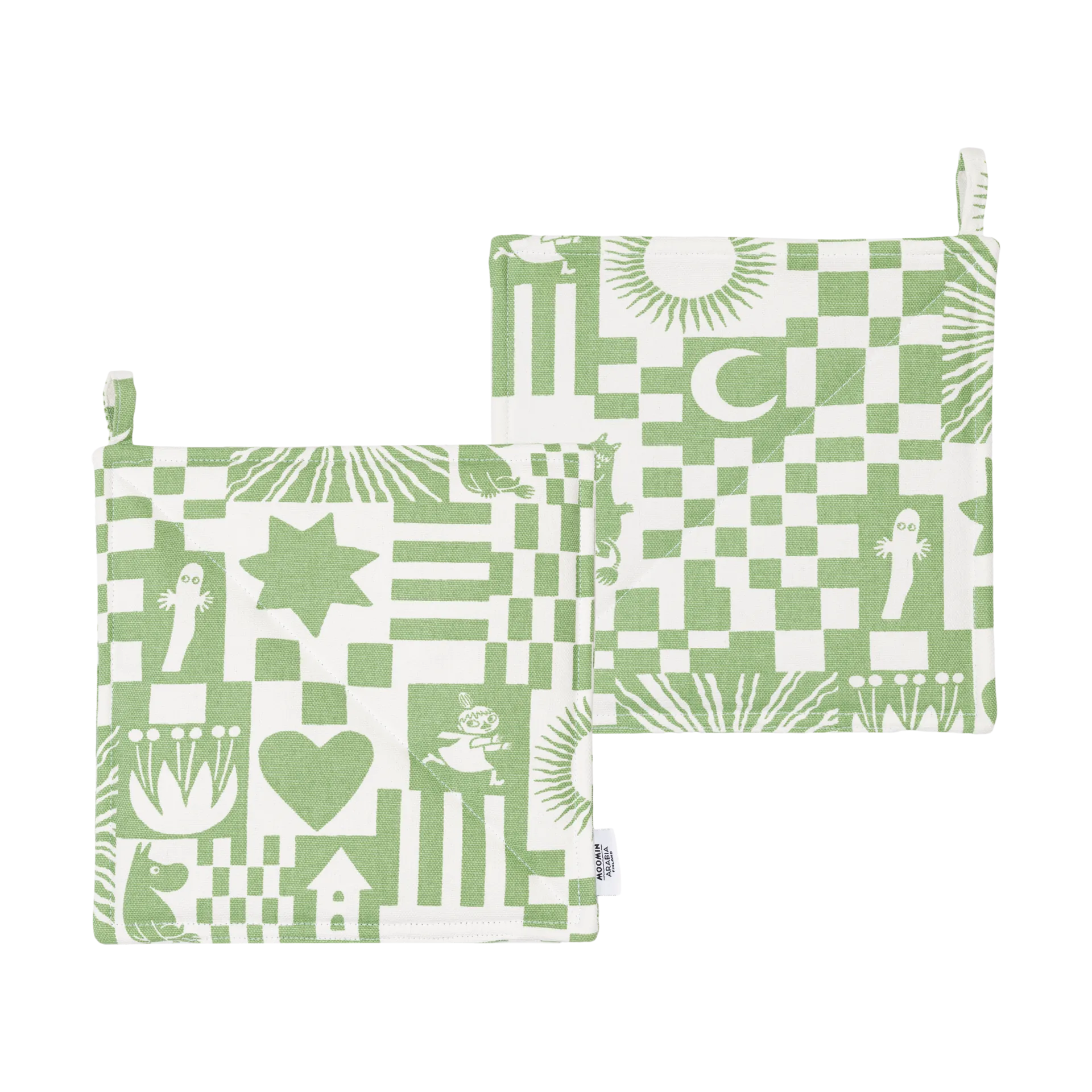 Party Moomin pannenlappen 22x22 cm 2-pack, Groen Moomin Arabia