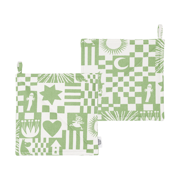 Party Moomin pannenlappen 22x22 cm 2-pack - Groen - Moomin Arabia