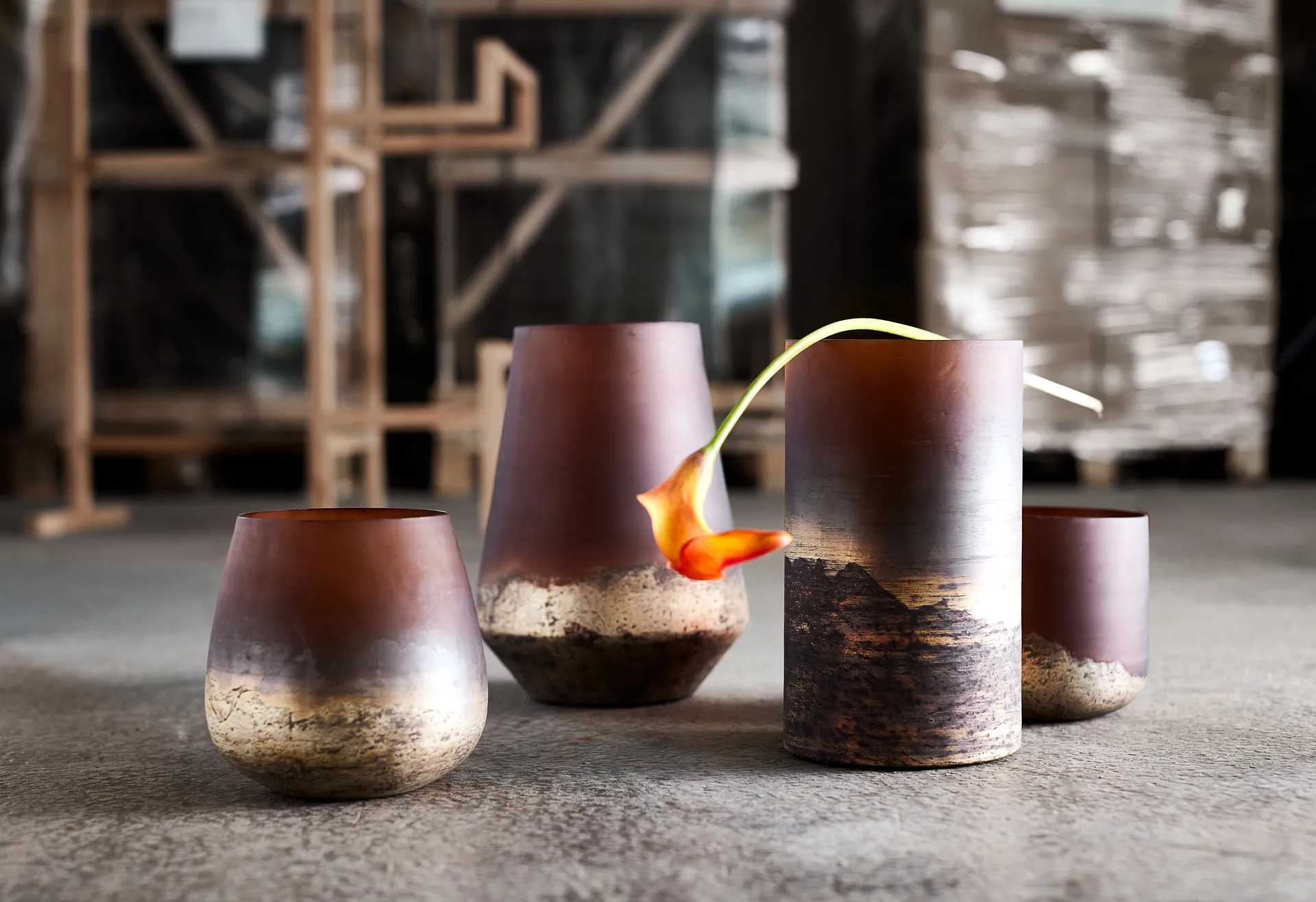 Lana vaas Ø15x15 cm, Brown-gold MUUBS