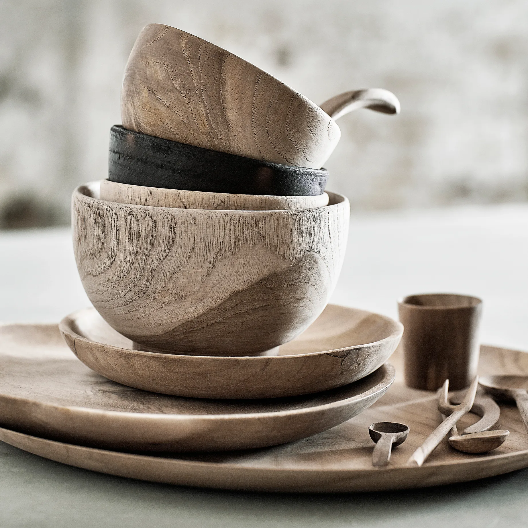 Muubs teak bord 18 cm, Natuur MUUBS