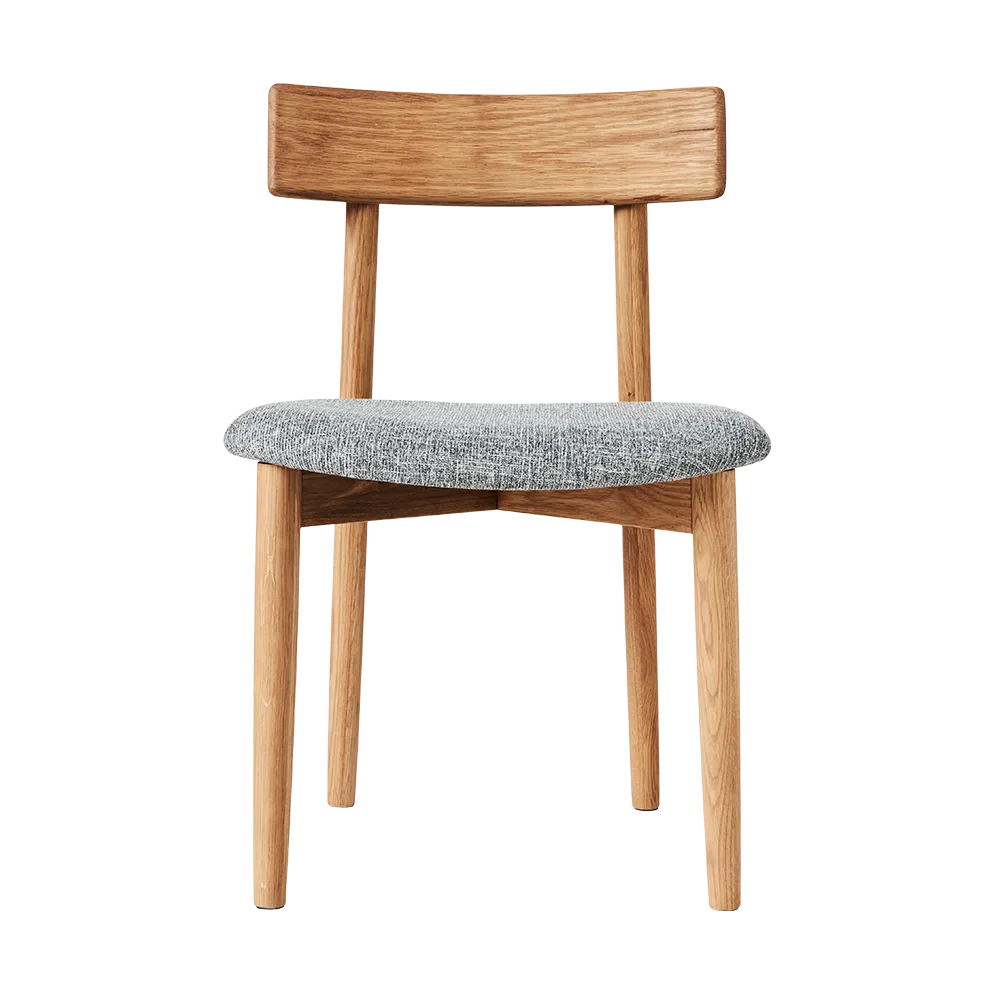 Tetra stoel met beklede zitting, Betonkleurige stof-natuurlijk geolied eiken MUUBS