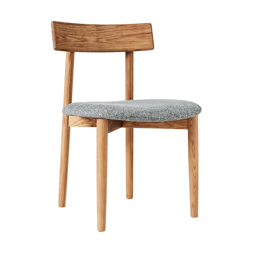 Tetra stoel met beklede zitting, Betonkleurige stof-natuurlijk geolied eiken MUUBS