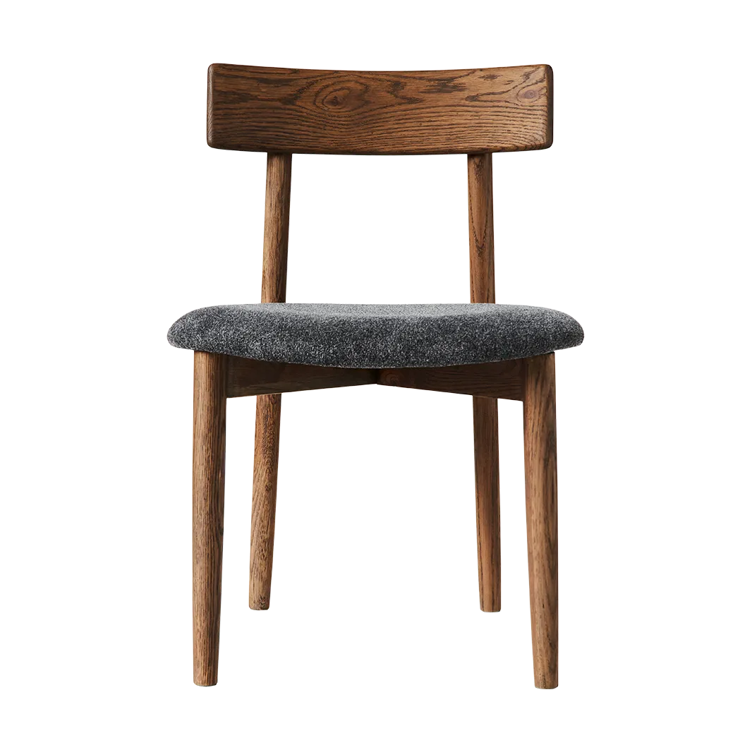 Tetra stoel met beklede zitting, Granietkleurige stof-eik met donkere kleur MUUBS