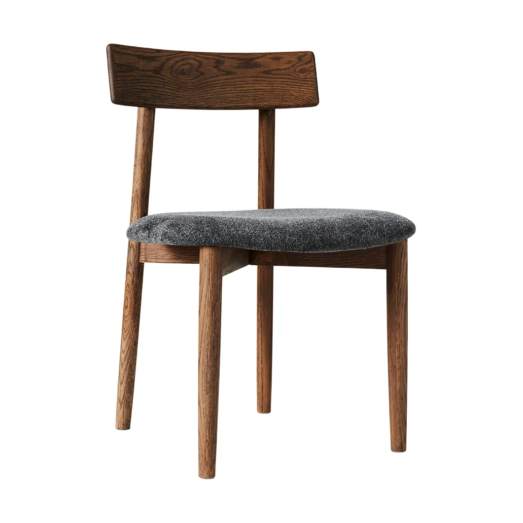 Tetra stoel met beklede zitting, Granietkleurige stof-eik met donkere kleur MUUBS