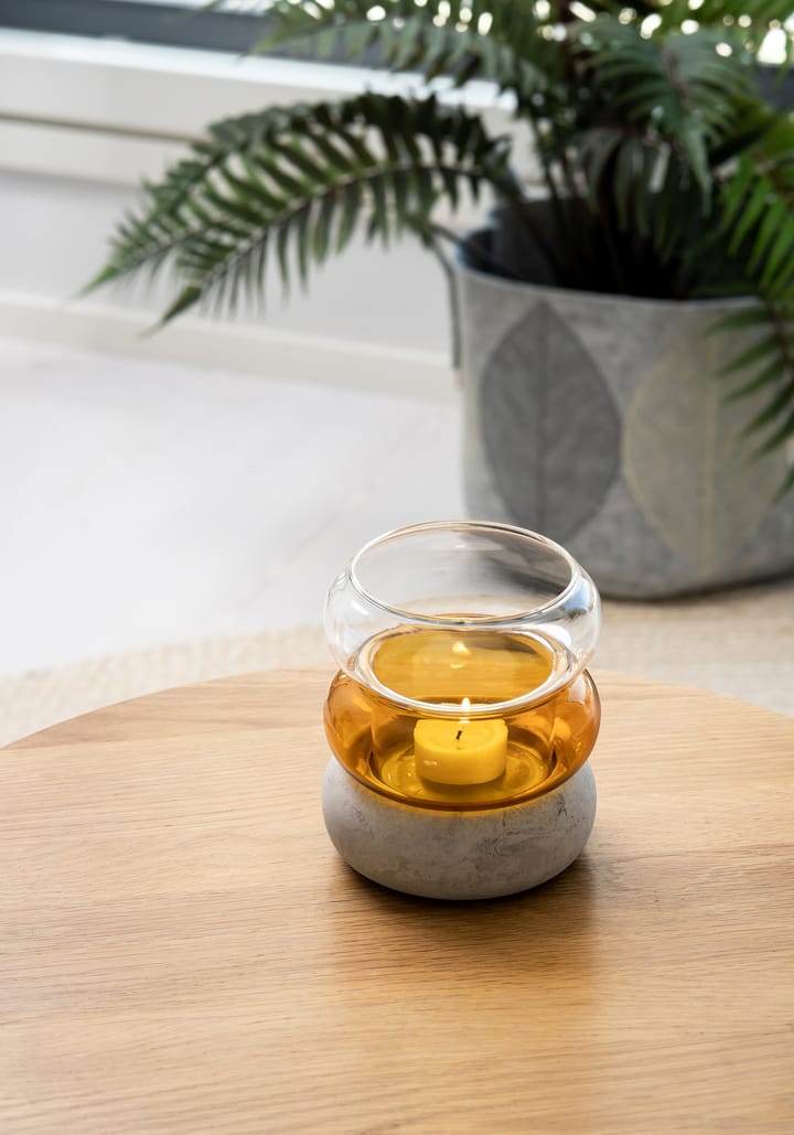 Bagel vaas/waxinelichtjeshouder 12 cm, Amber Muurla