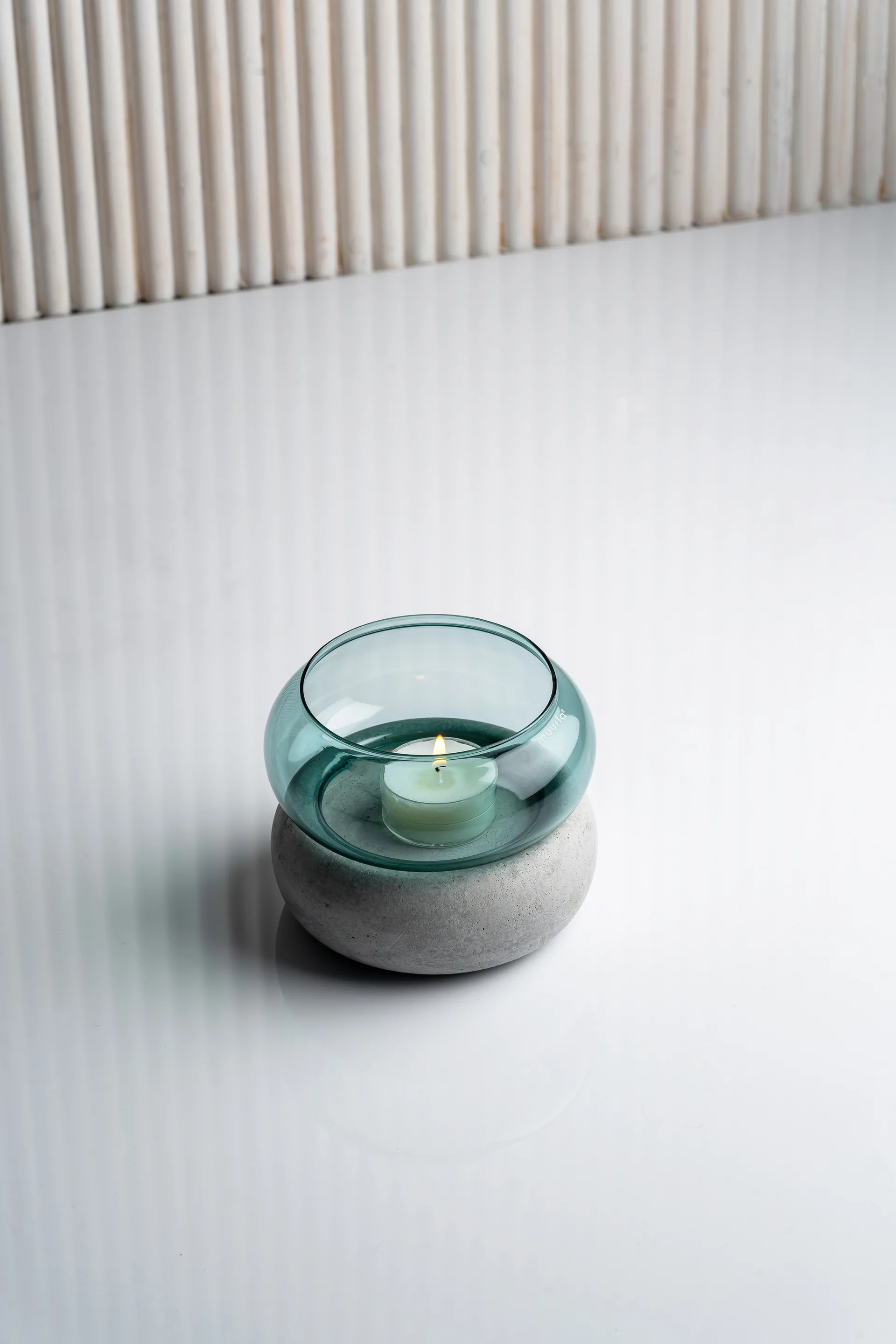 Bagel vaas/waxinelichtjeshouder 12 cm, Lake blue Muurla