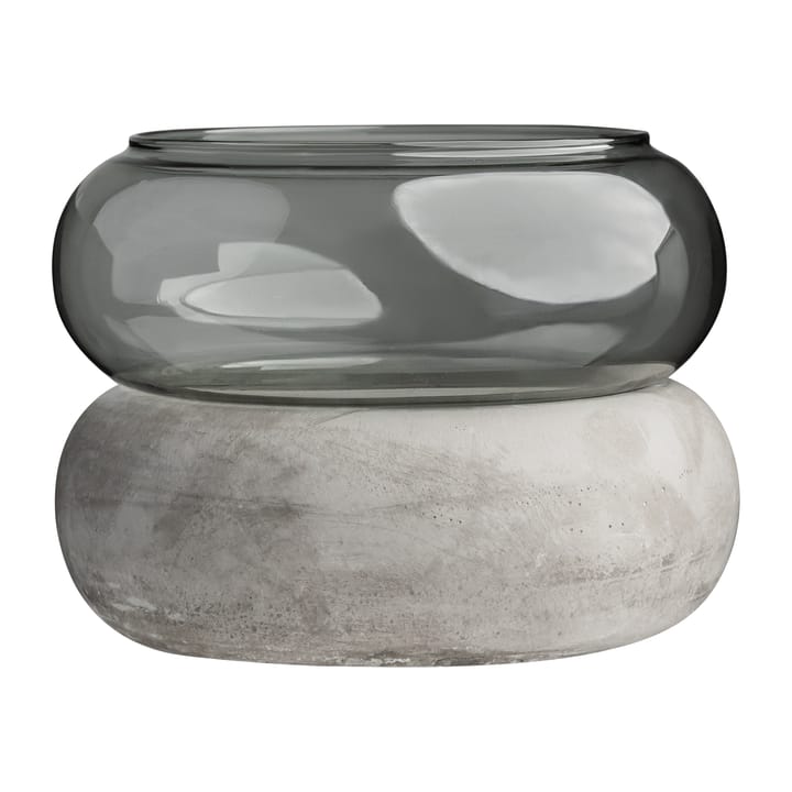 Bagel vaas/waxinelichtjeshouder 22 cm, Grijs Muurla