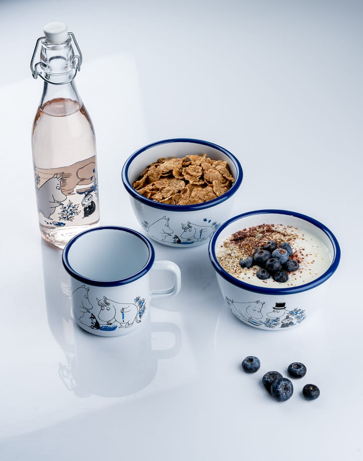 Blueberries emaille mok 37 cl, Wit Muurla