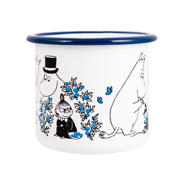 Blueberries emaille mok 37 cl, Wit Muurla