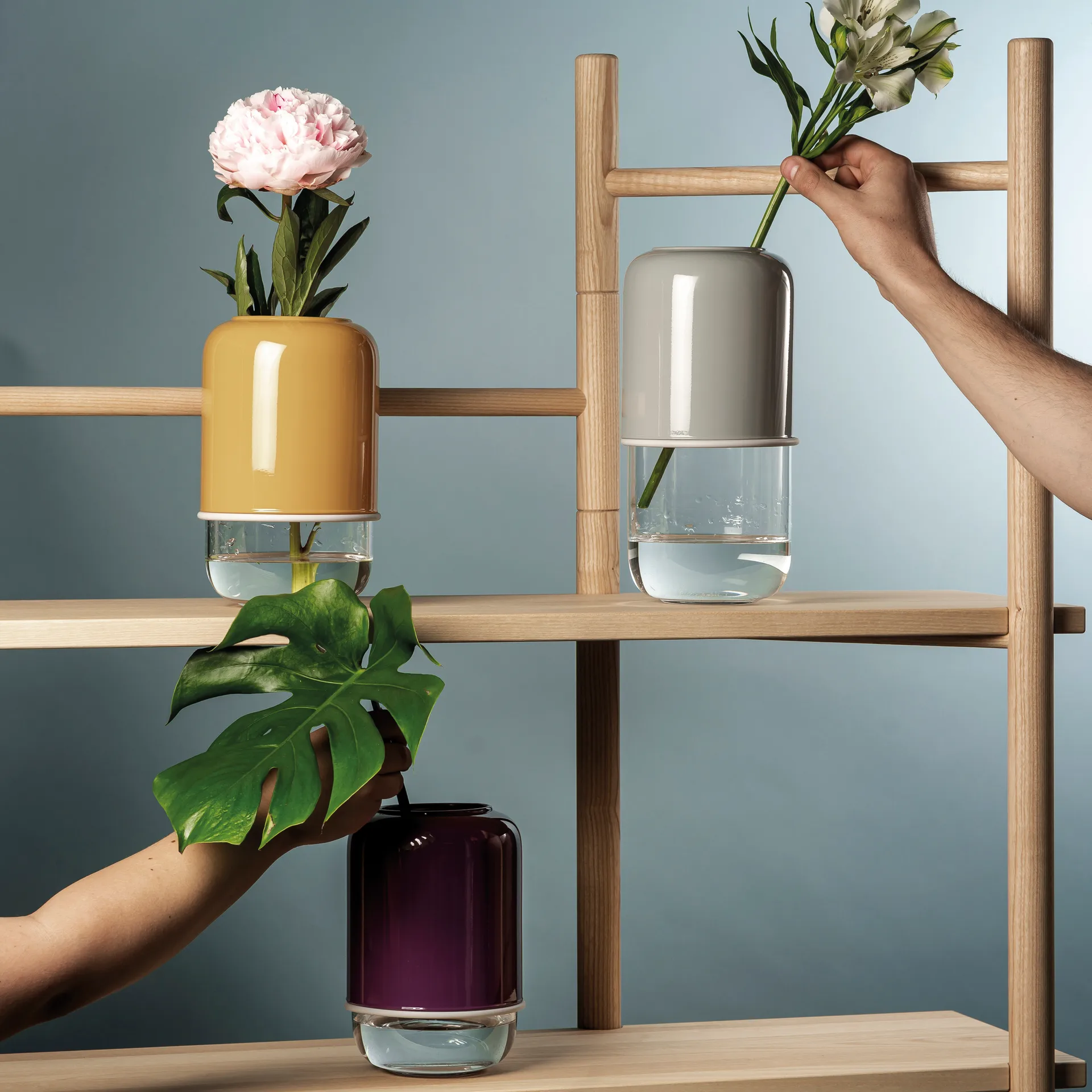 Capsule verstelbare vaas 18-28 cm, Paars-helder Muurla