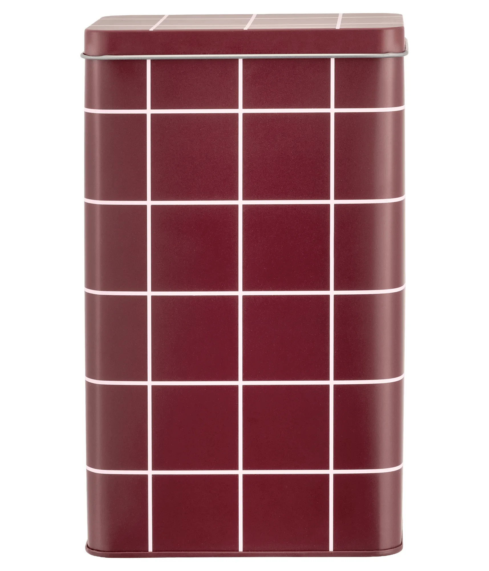 Checks & Stripes blikken koffiebus, Brown-pink, 12x8x20 cm Muurla