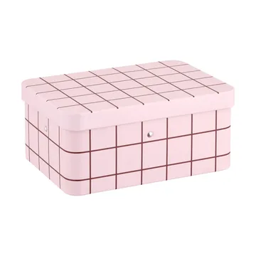 Checks & Stripes blikken theebus - Pink-brown, 17,5x13x7,5 cm - Muurla