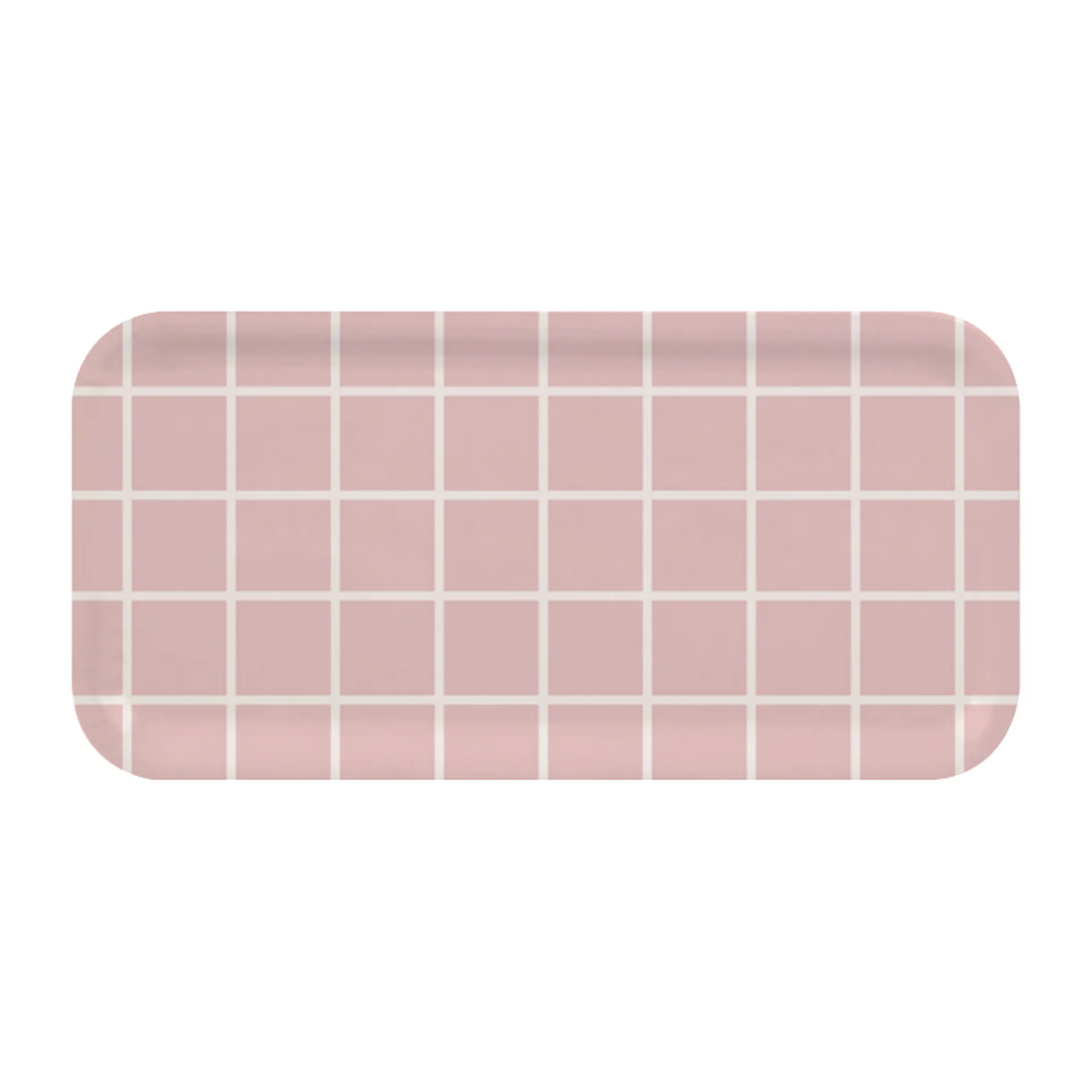 Checks & Stripes dienblad 13x27 cm, Roze-wit Muurla
