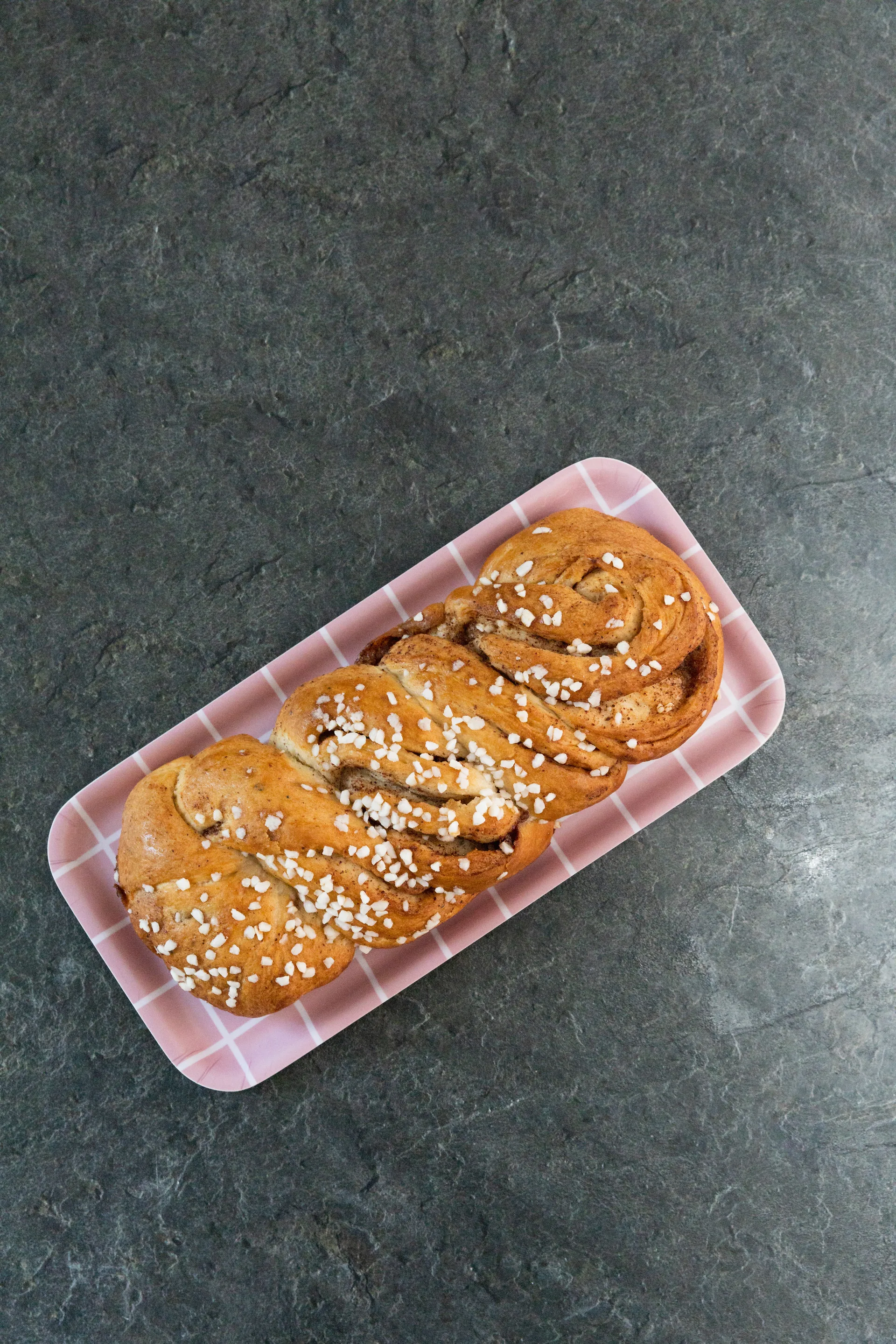 Checks & Stripes dienblad 13x27 cm, Roze-wit Muurla