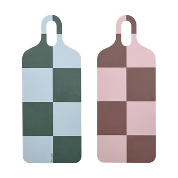 Checks & Stripes dienblad 13x33 cm - Brown-pink-green - Muurla