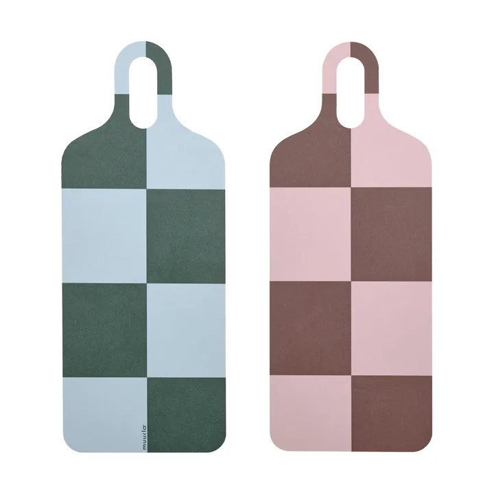 Checks & Stripes dienblad 13x33 cm - Brown-pink-green - Muurla