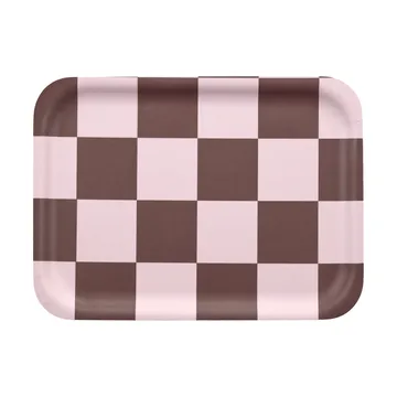 Checks & Stripes dienblad 20x27 cm - Brown-pink - Muurla