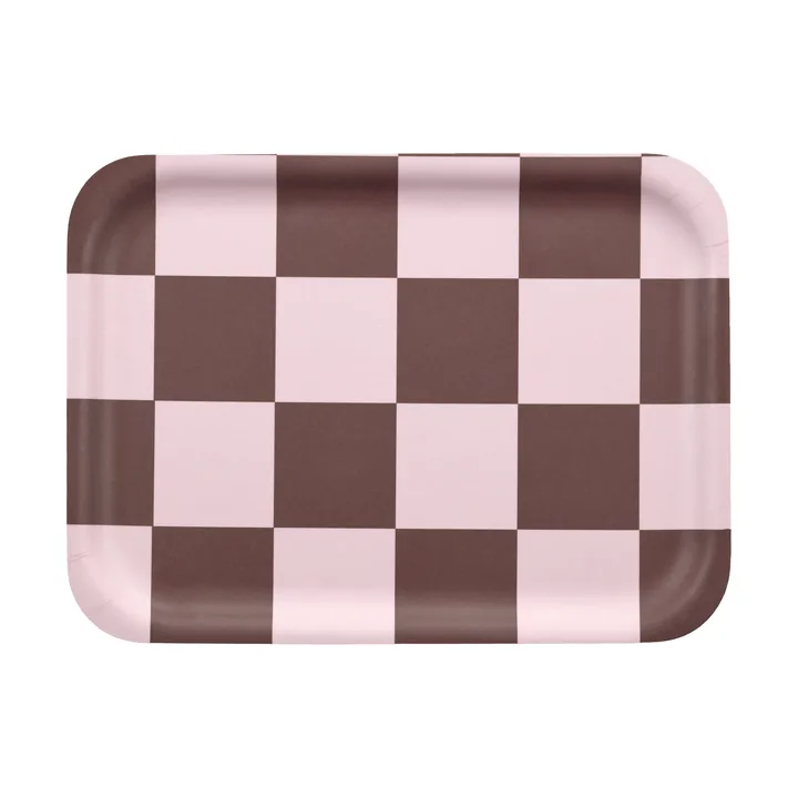 Checks & Stripes dienblad 20x27 cm - Brown-pink - Muurla