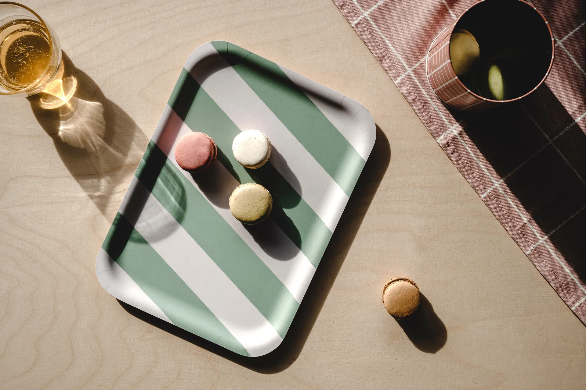 Checks & Stripes dienblad 20x27 cm, Munt Muurla
