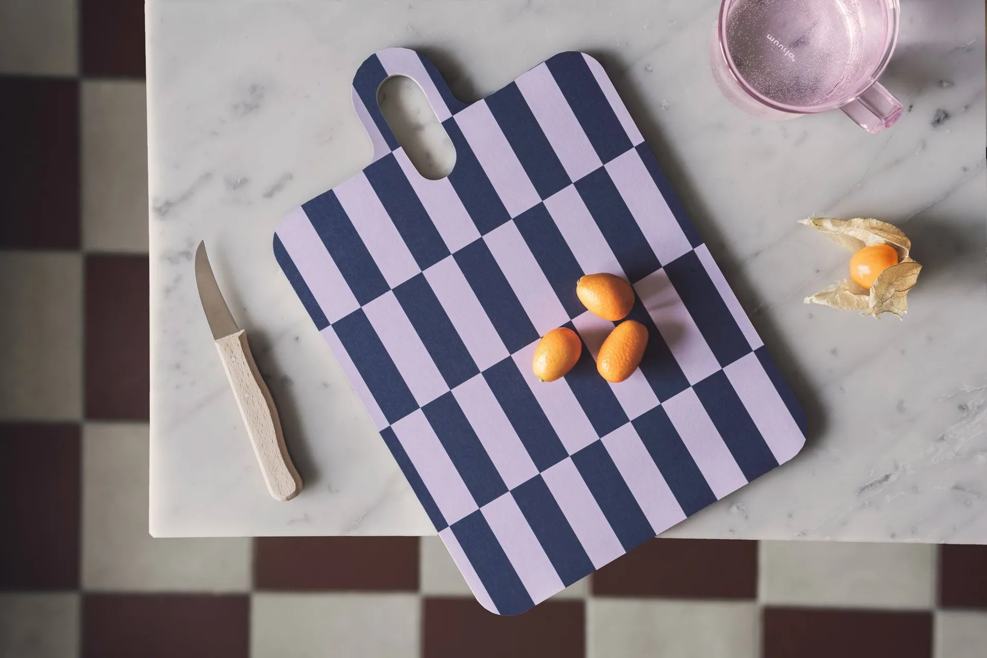 Checks & Stripes dienblad 21x31 cm, Lilac-blue-green Muurla