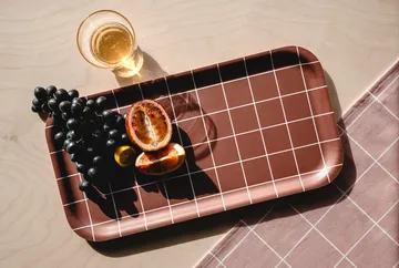 Checks & Stripes dienblad 22x43 cm - Bruin - Muurla