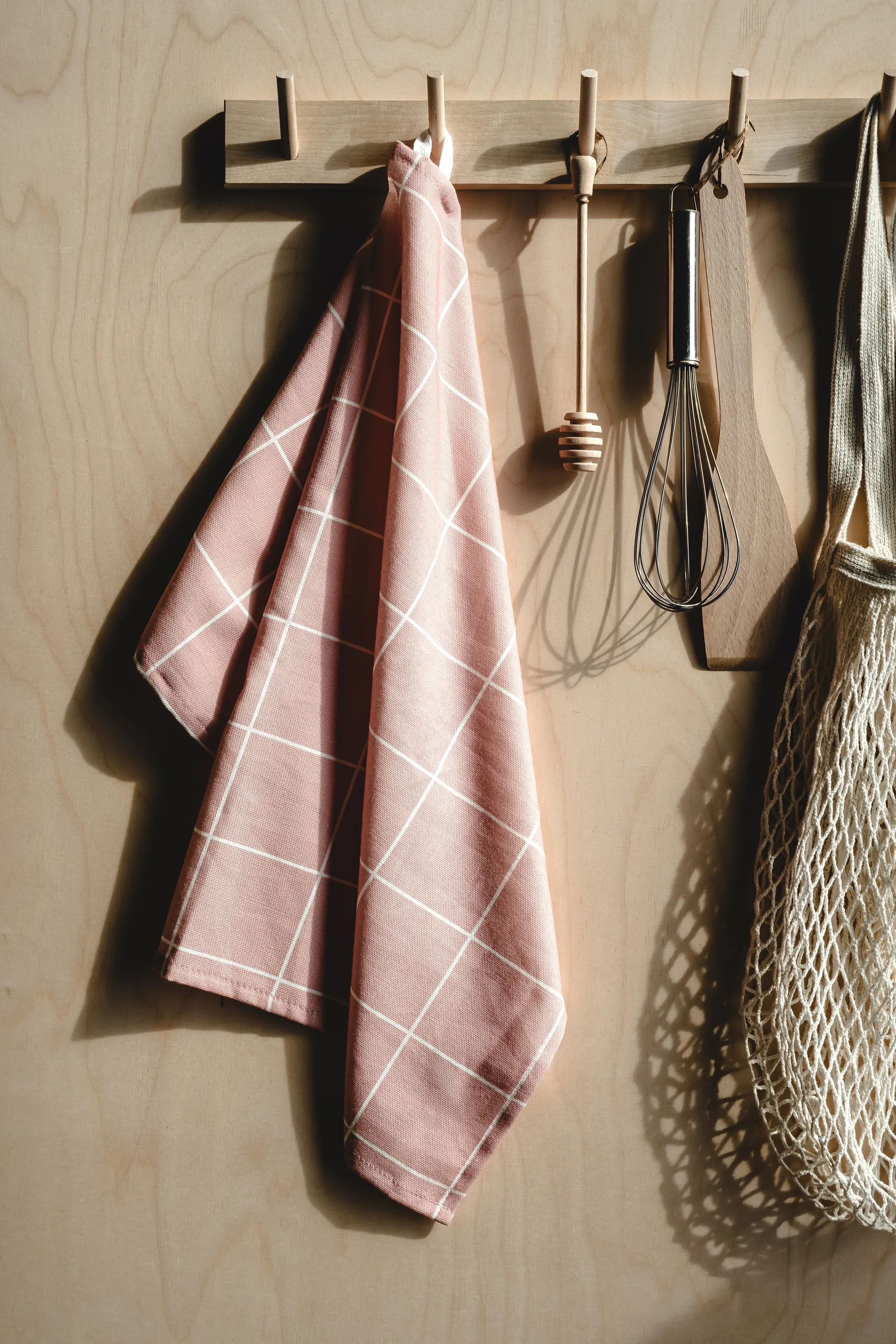 Checks & Stripes keukendoek 50x70 cm, Roze Muurla