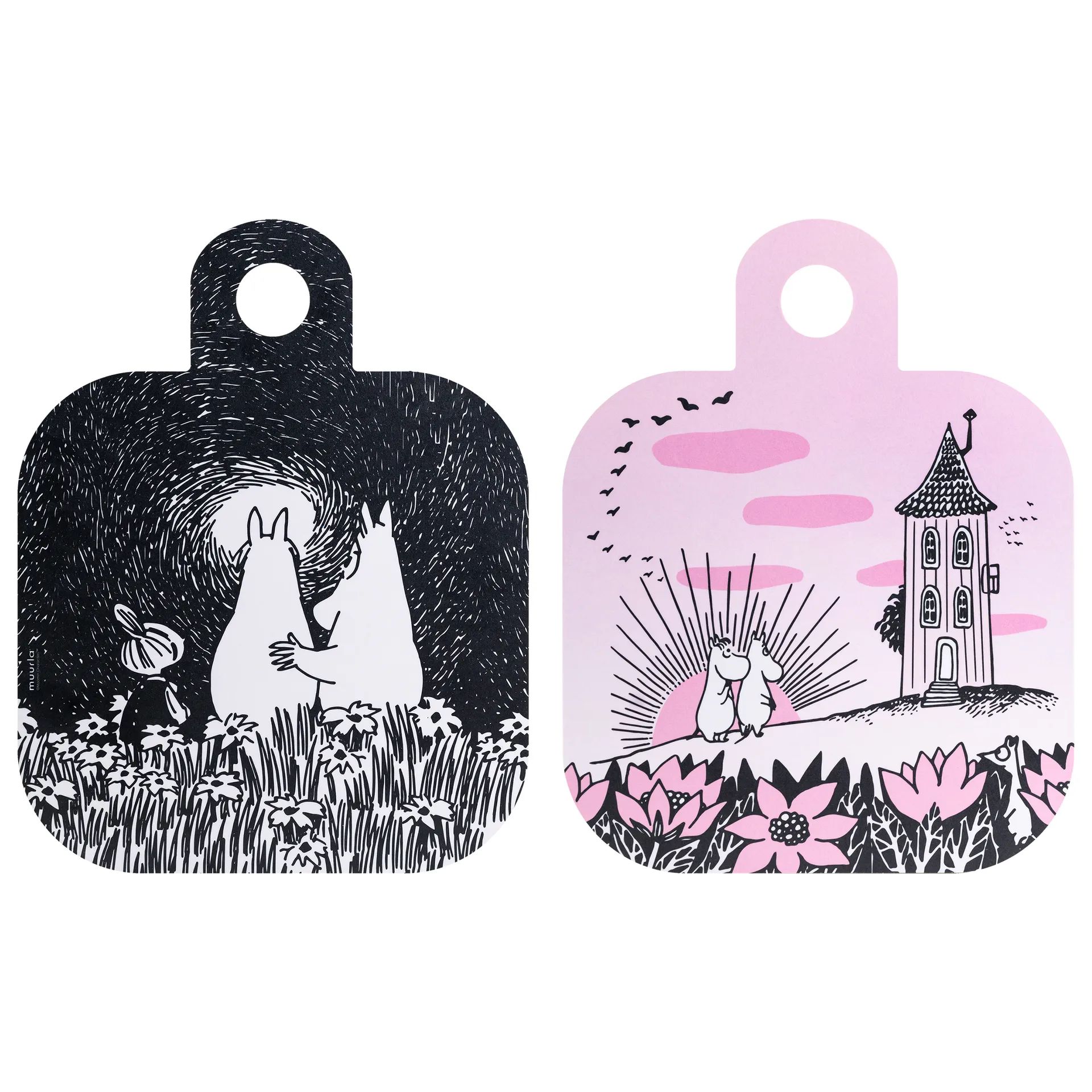 Chop & Serve Friendship dienblad 25x32 cm, Zwart-roze Muurla