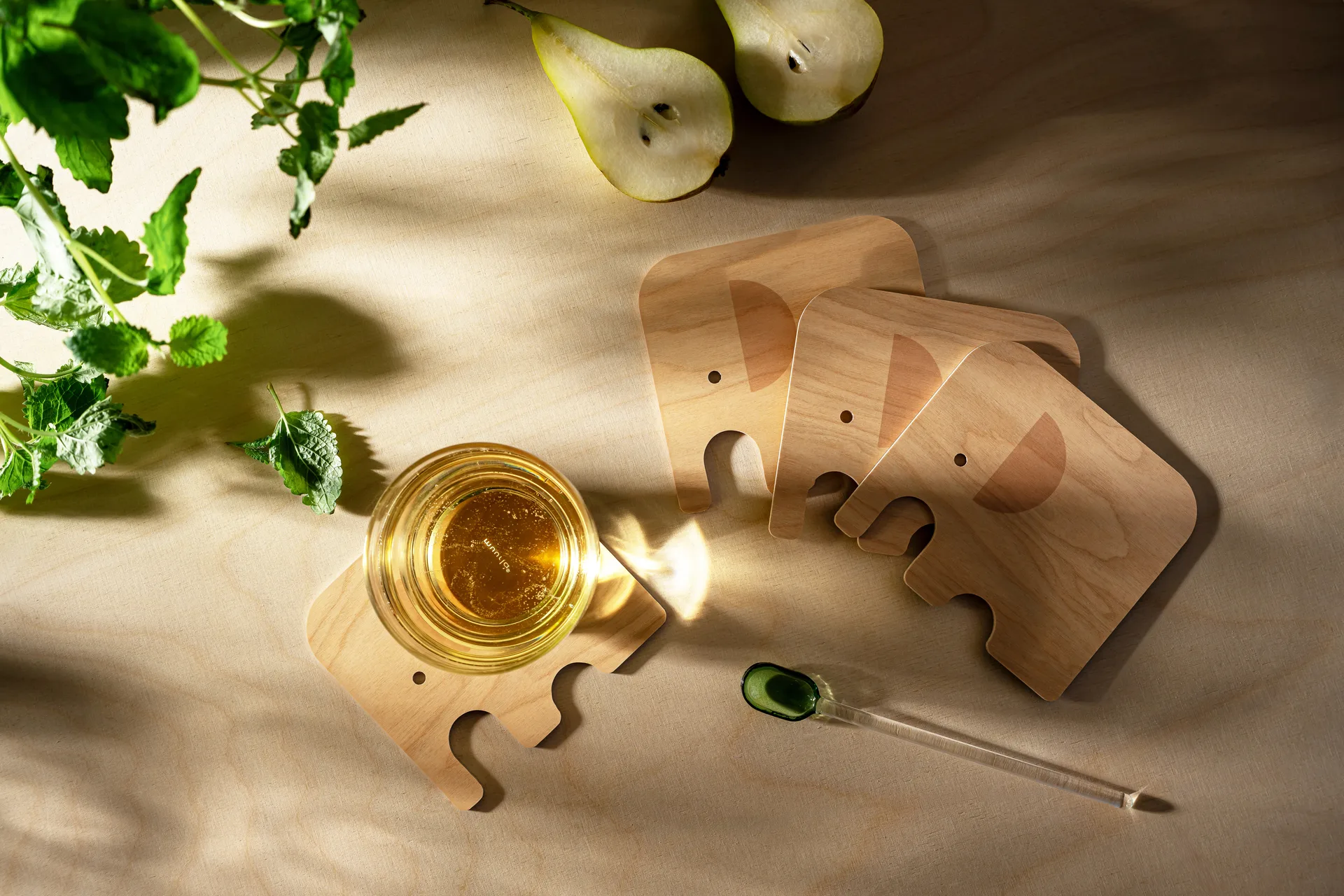 Elephant glasonderzetter 11x10 cm, Blue Muurla