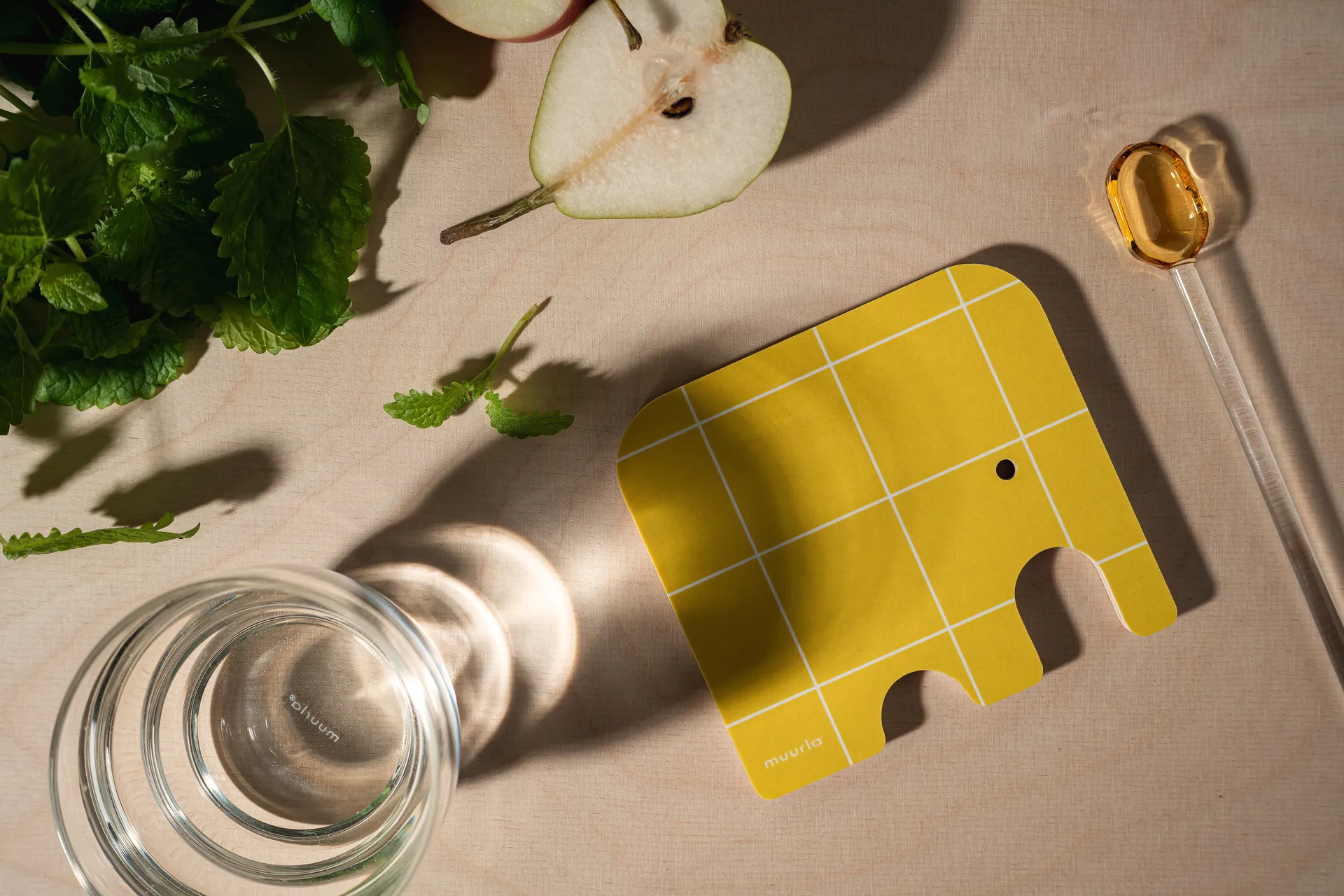 Elephant glasonderzetter 11x10 cm, Yellow Muurla