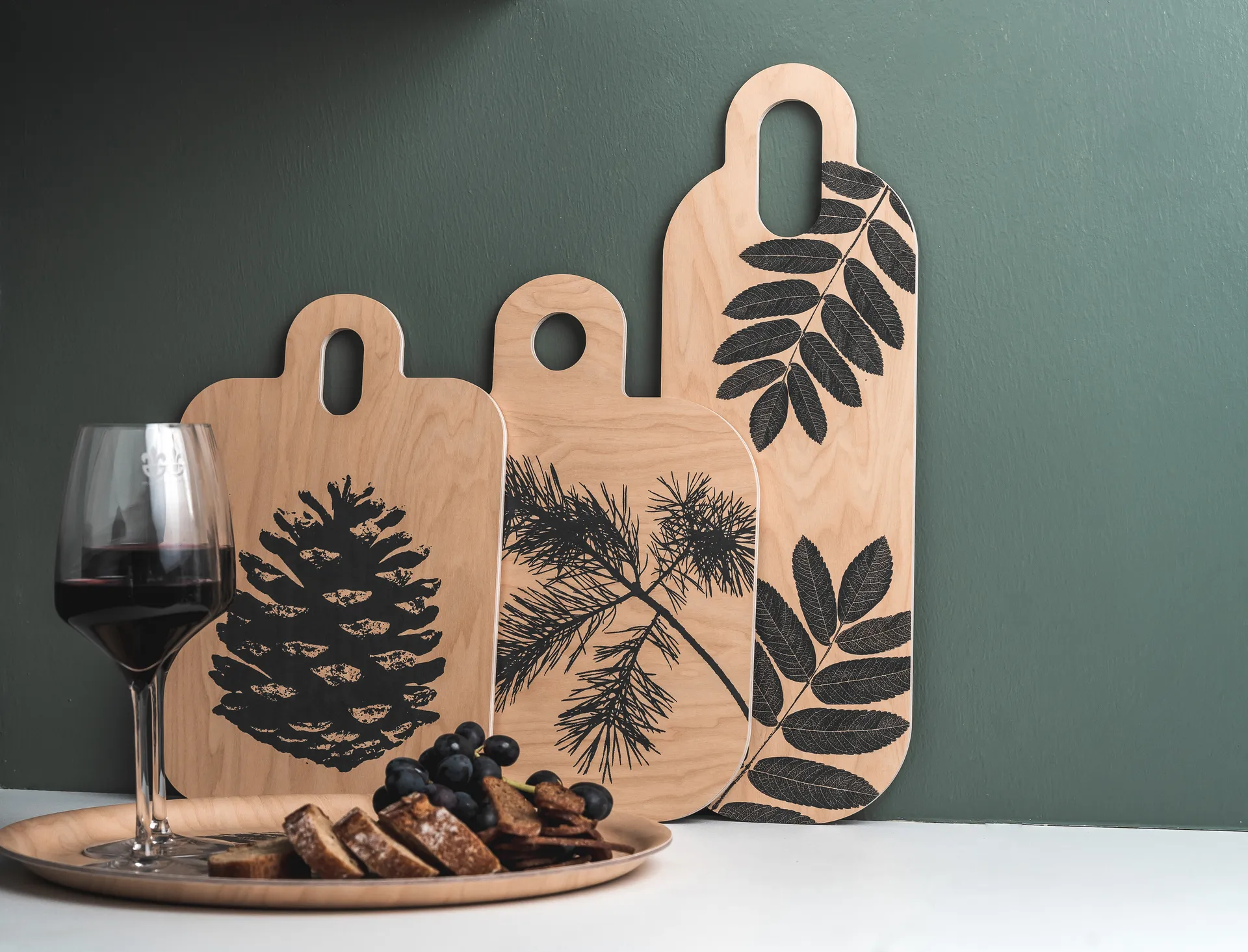 Forest snijplank 25x32 cm, natuur-zwart Muurla