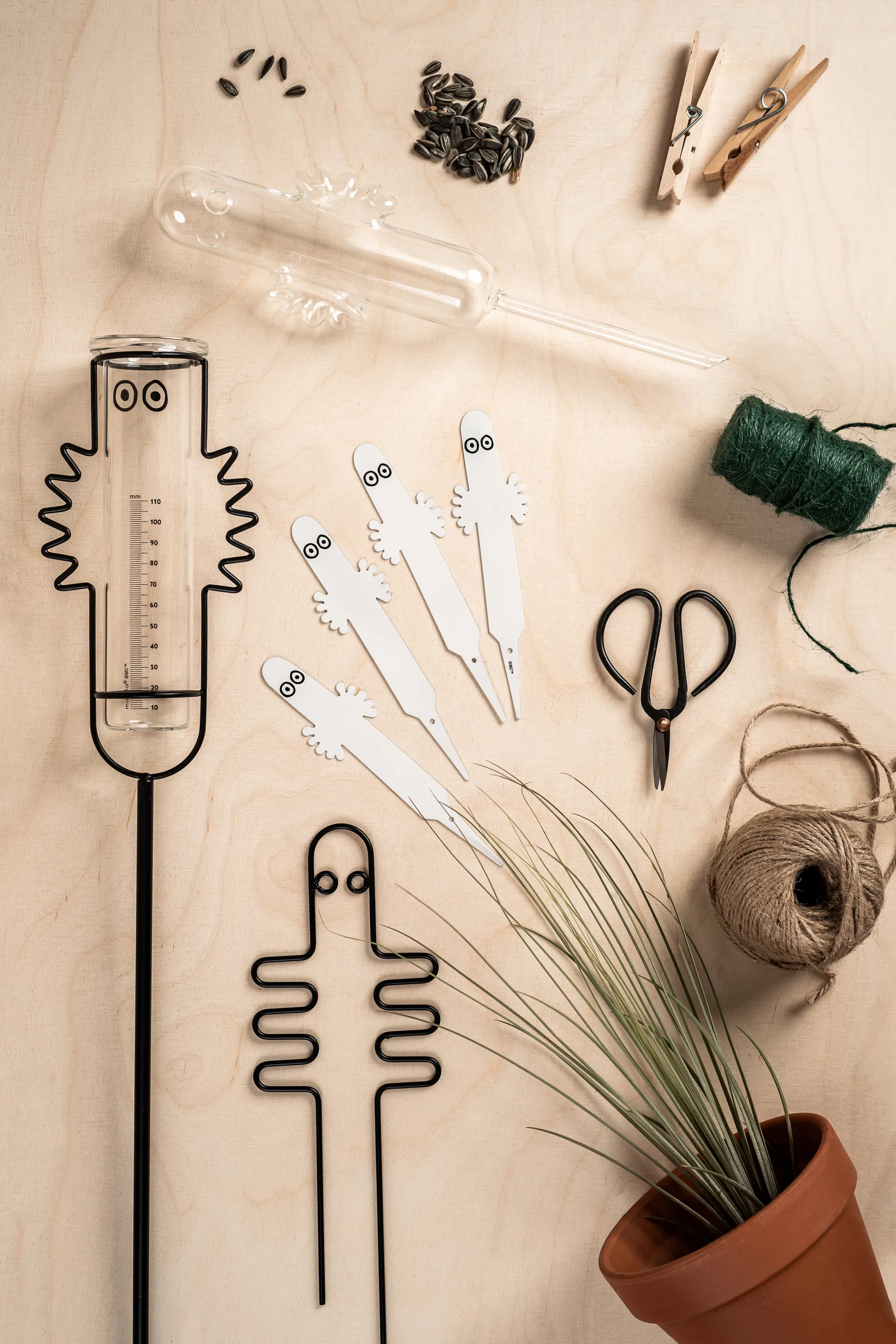 Hemul plantenlabel 4-pack, Wit Muurla