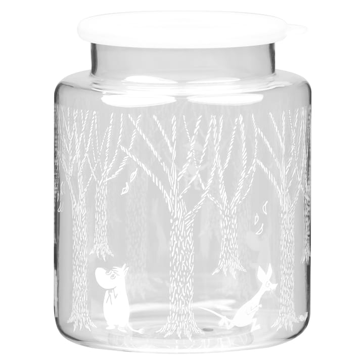 In the Woods glazen pot met siliconendeksel  17 cm, Helder-wit Muurla