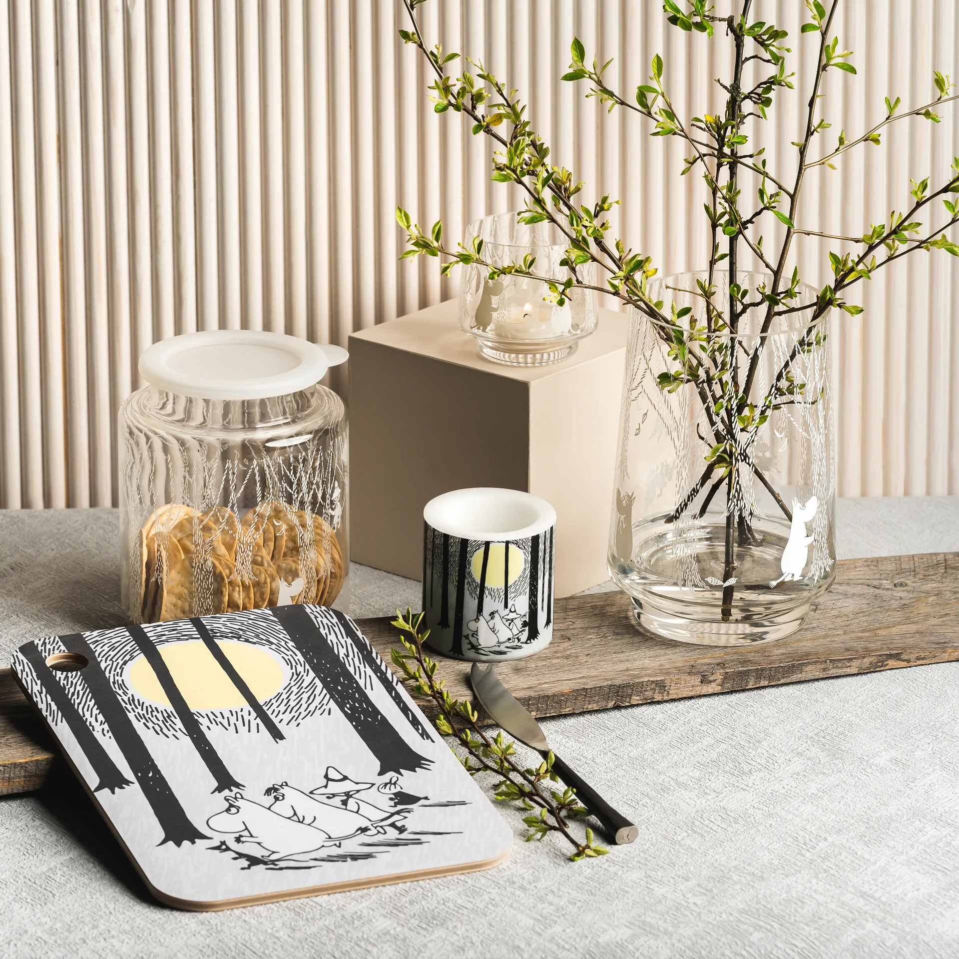 In the Woods glazen pot met siliconendeksel  17 cm, Helder-wit Muurla