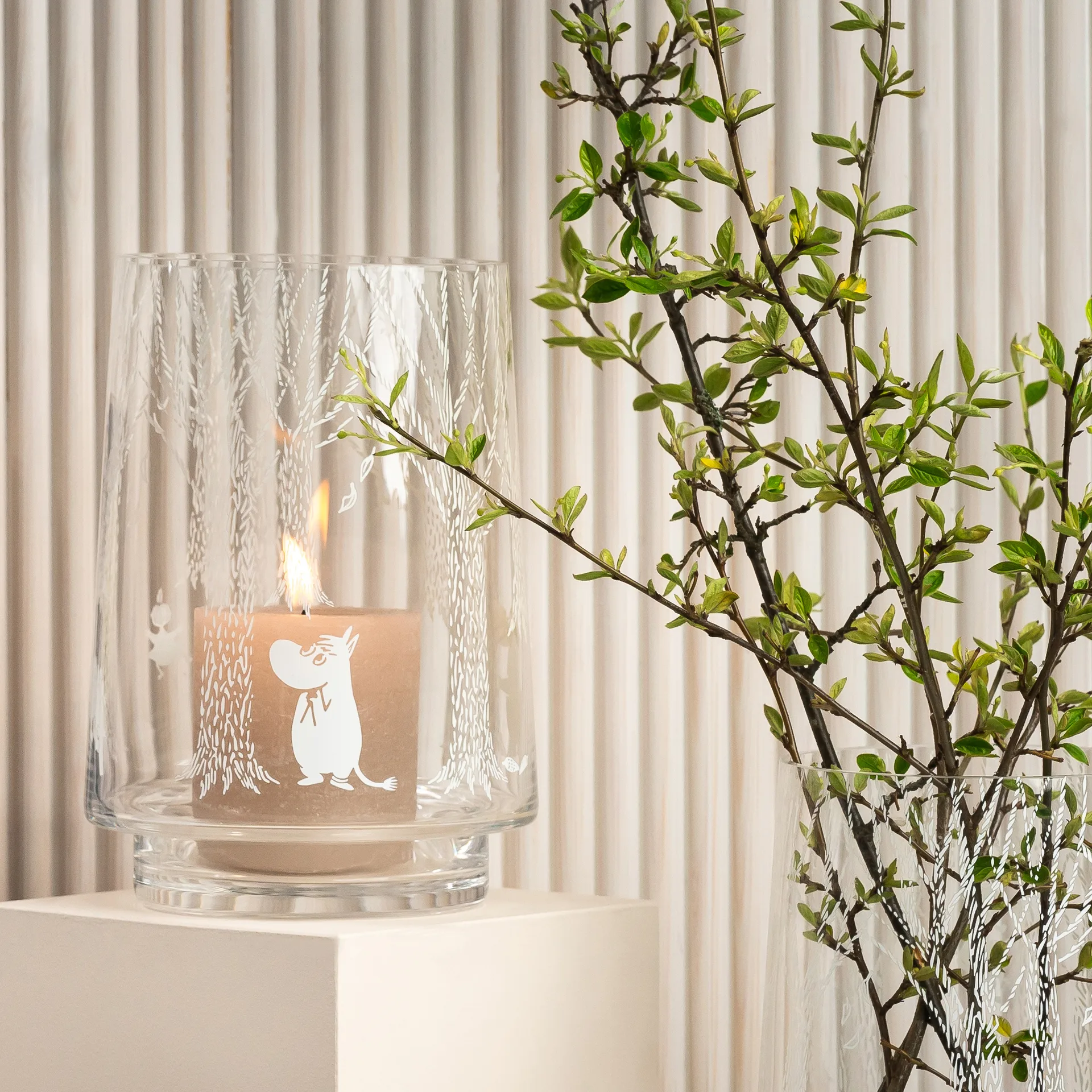 In the Woods waxinelichthouder/vaas 20 cm, Helder-wit Muurla