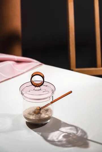 Loop suikerschaal incl. lepel Ø14 cm - Klaar-pink-amber - Muurla