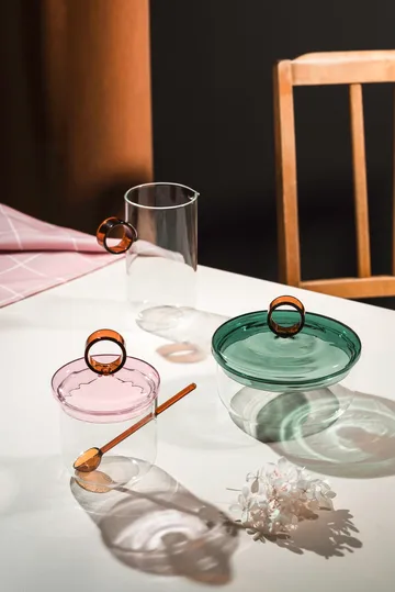 Loop suikerschaal incl. lepel Ø14 cm - Klaar-pink-amber - Muurla