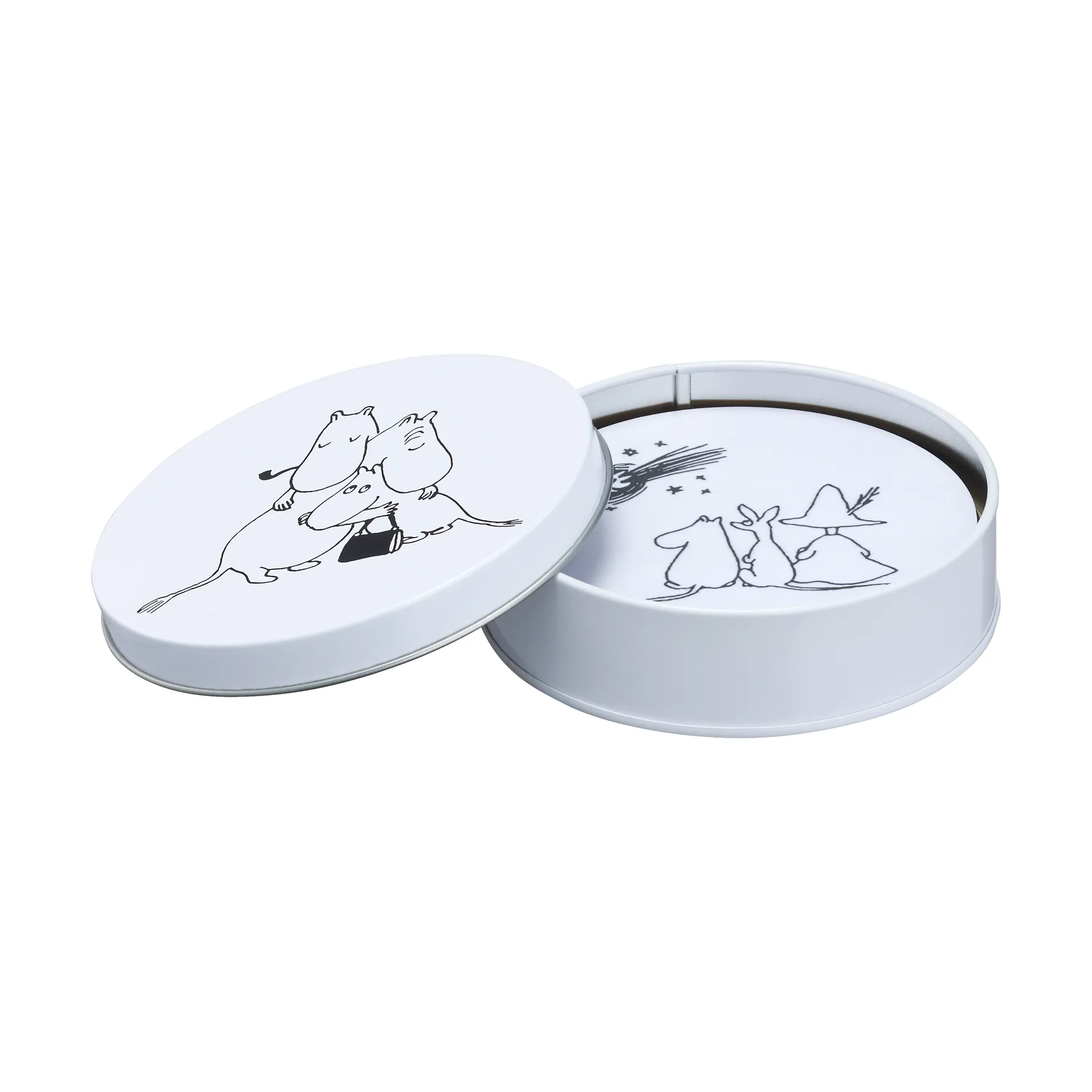 Moomin 80 glazen onderzetters Ø11 cm 4-pack, Multi Muurla