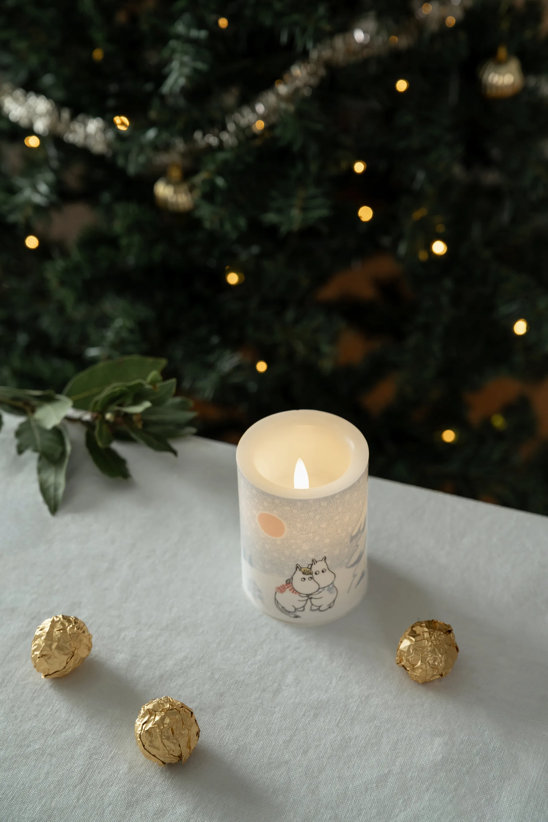 Moomin blokkaars LED 10 cm, Let it snow Muurla