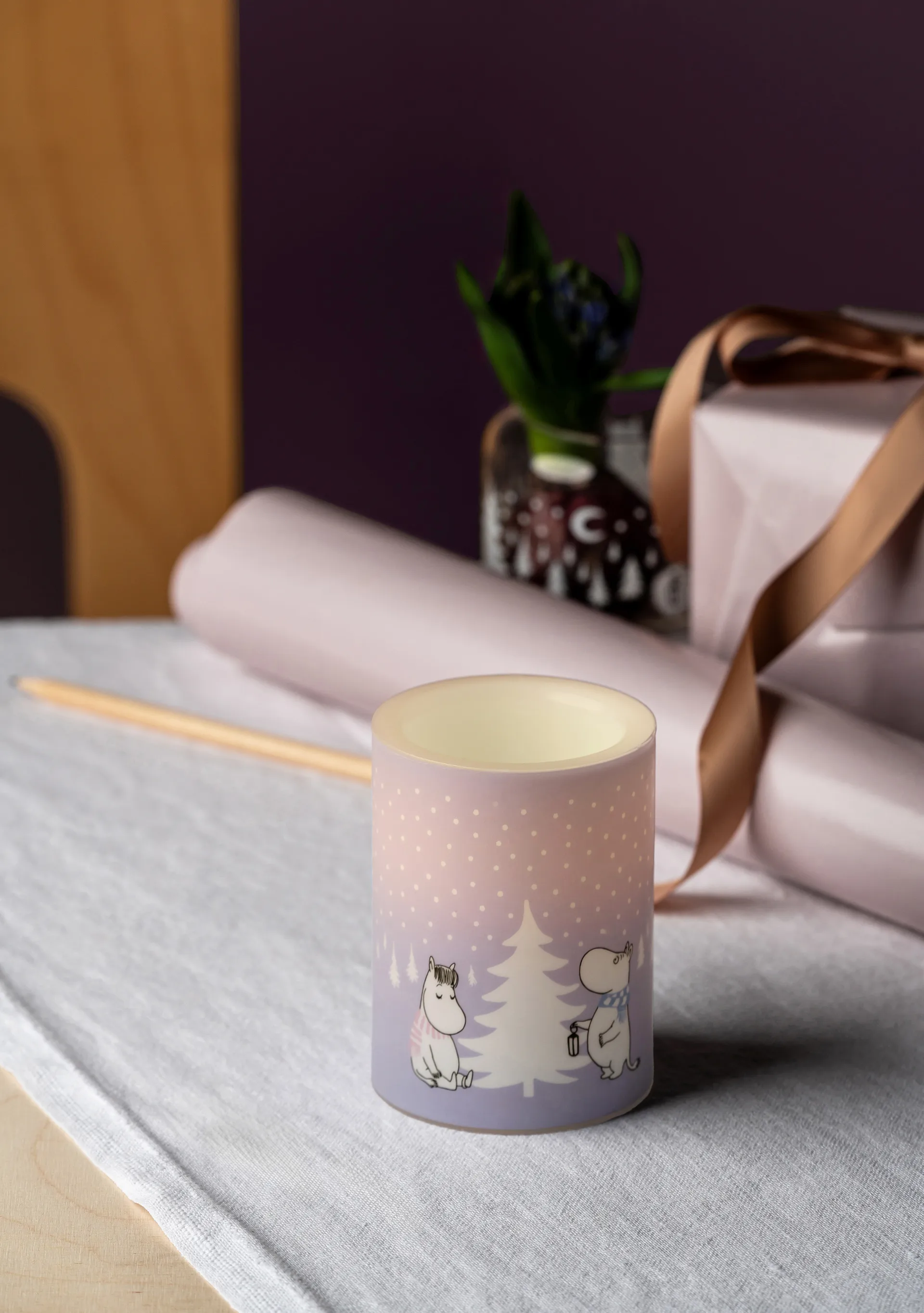 Moomin blokkaars LED 10 cm, Snowfall Muurla