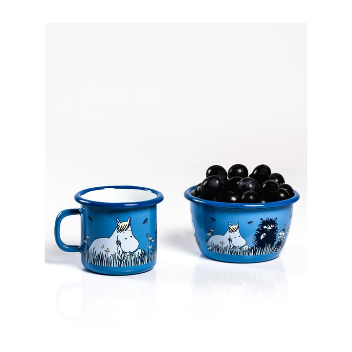 Moomin emaillen mok Vrienden 25 cl, Blauw Muurla