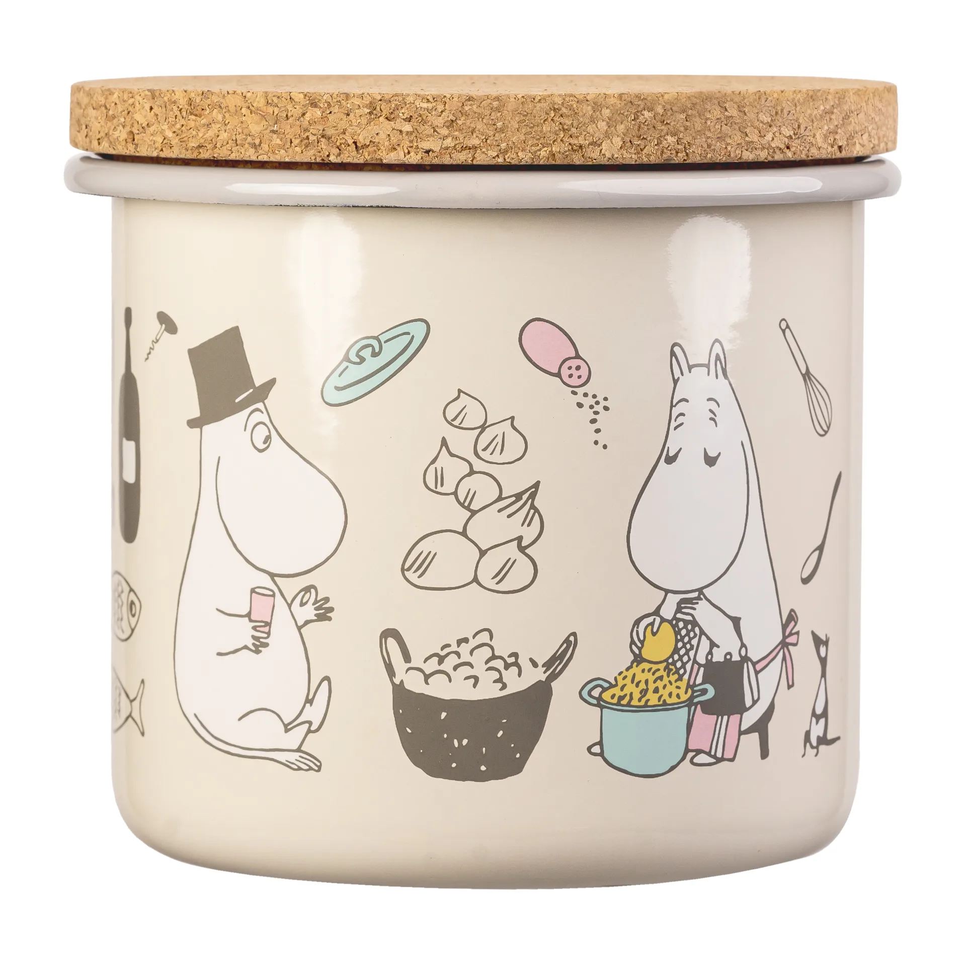Moomin emaillen pot met kurkdeksel 1,3 l, Bon Appétit Muurla