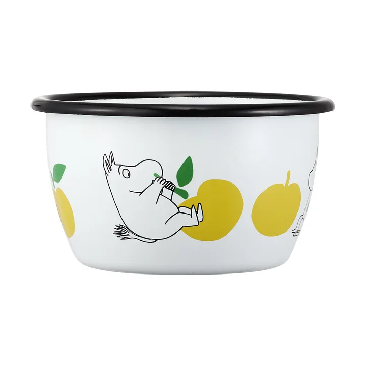 Moomin emailleschaal 30 cl - Joyfull Apples-gul - Muurla