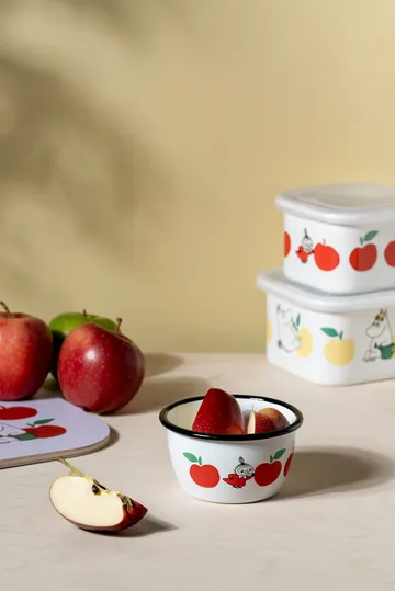 Moomin emailleschaal 30 cl - Joyfull Apples-röd - Muurla