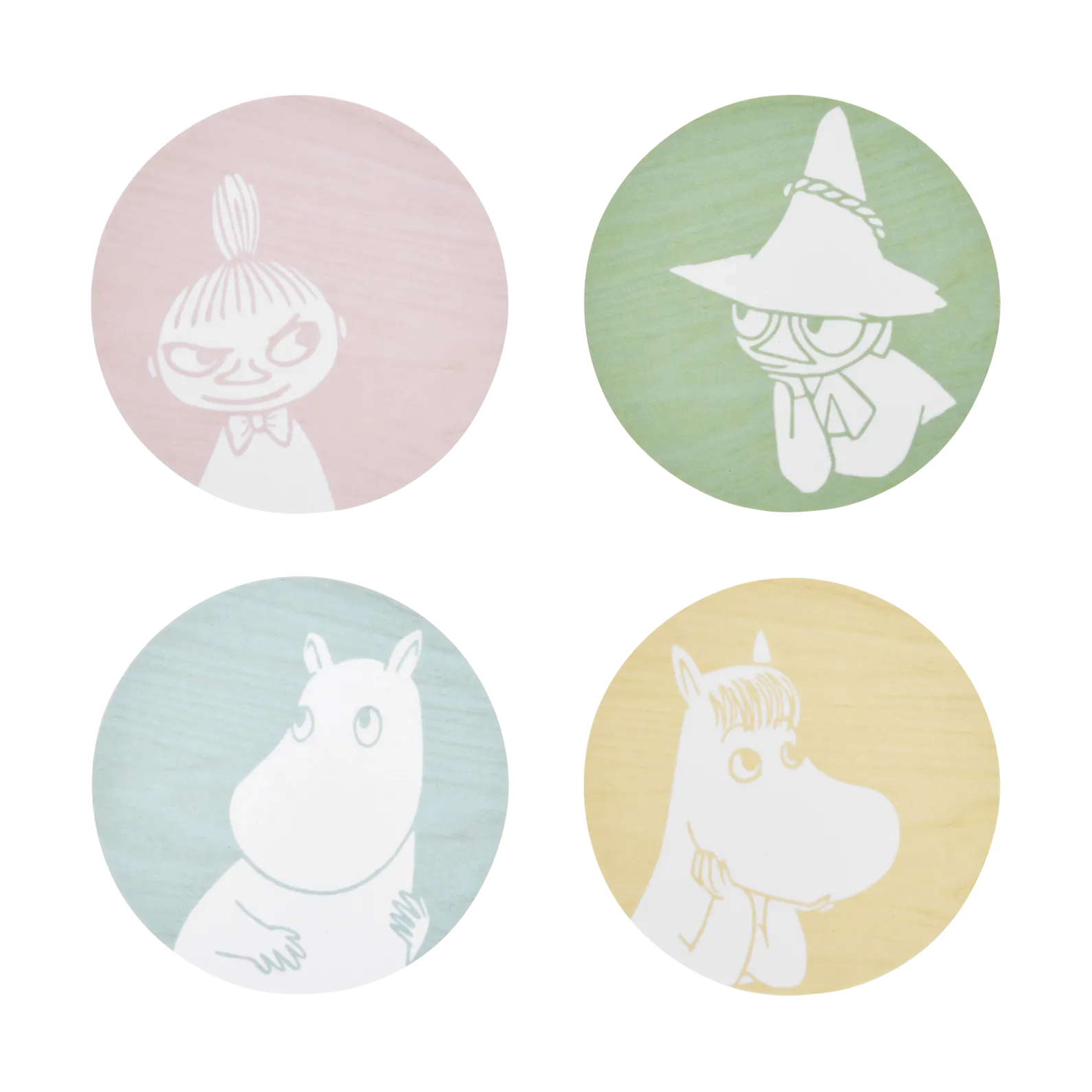 Moomin glasonderzetter Ø10 cm 4 delar, Moomin characters Muurla