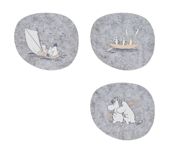 Moomin glasonderzetter 9,5x11 cm 4 stuks - Sailors - Muurla