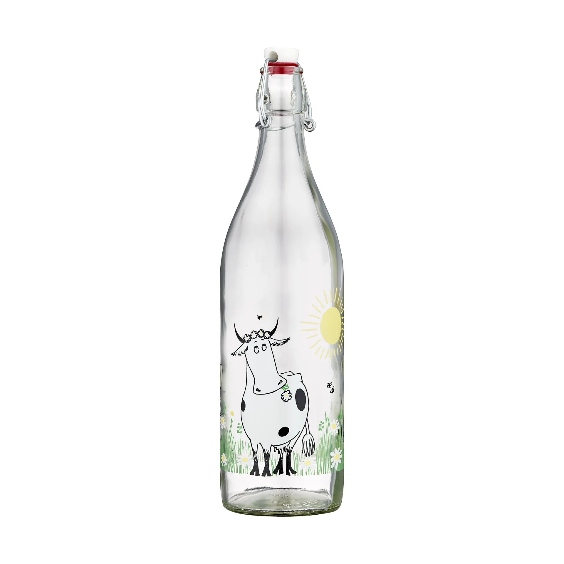Moomin glazen fles 1 L, Meadow Muurla