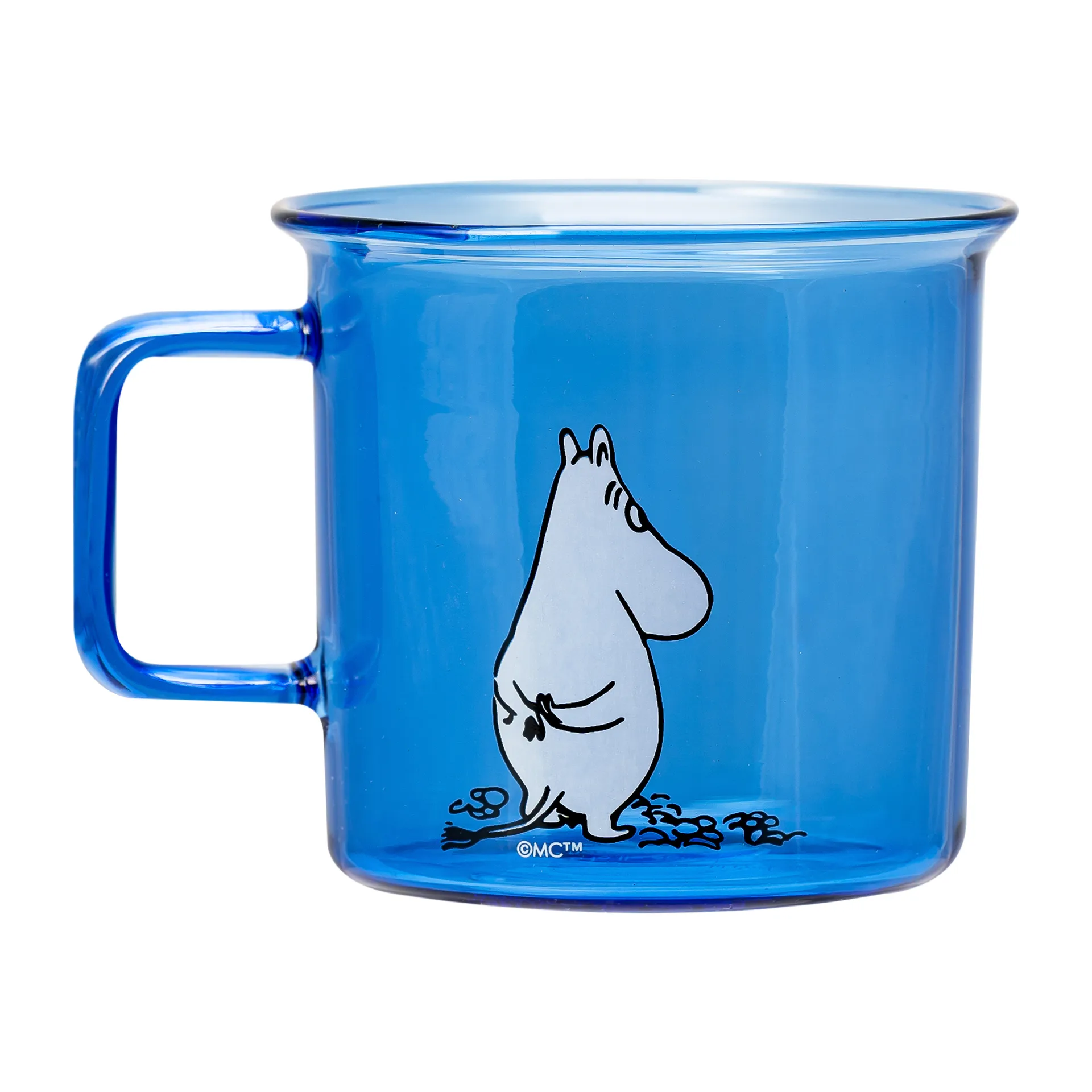 Moomin glazen mok 35 cl, Blauw Muurla