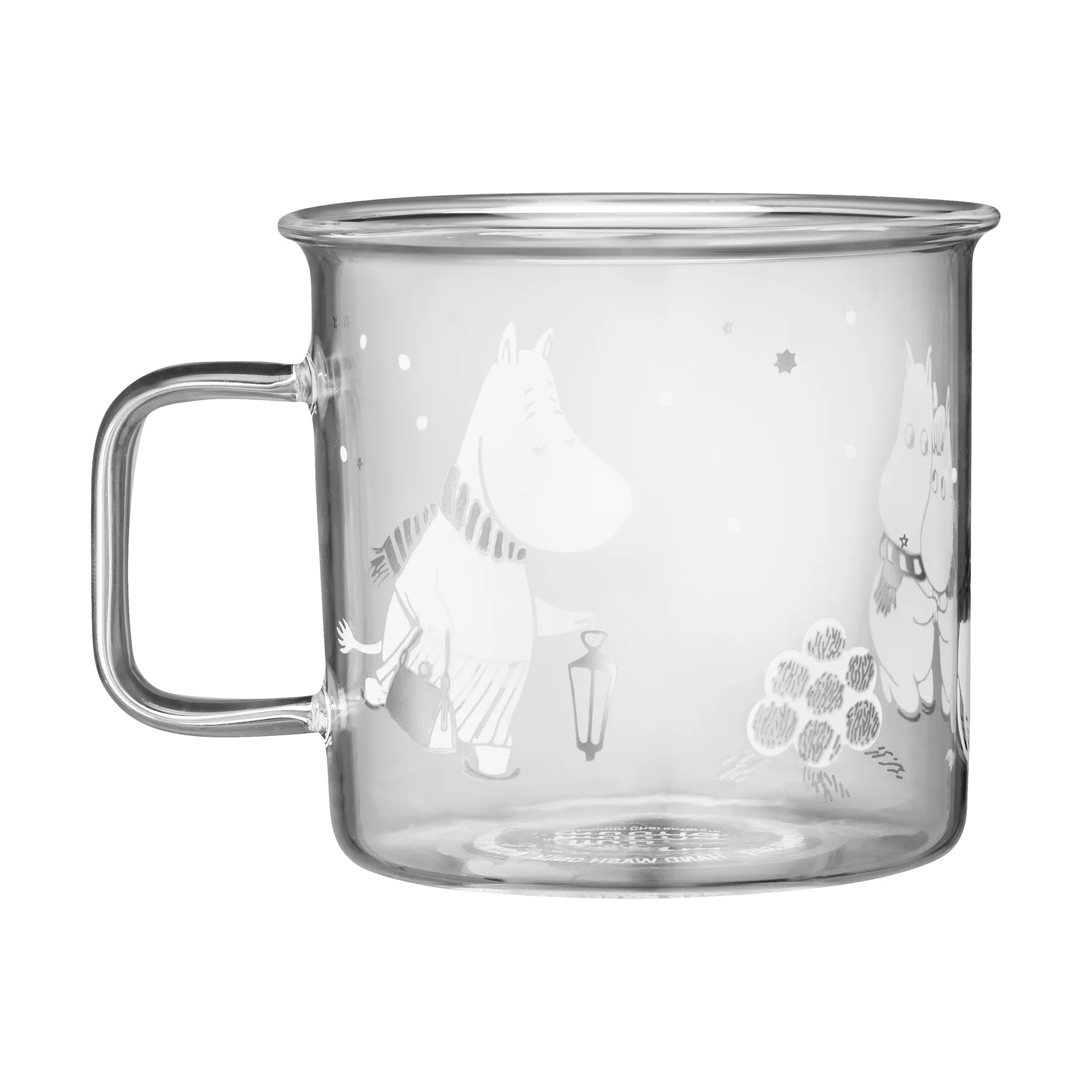 Moomin glazen mok 35 cl, Let it snow Muurla
